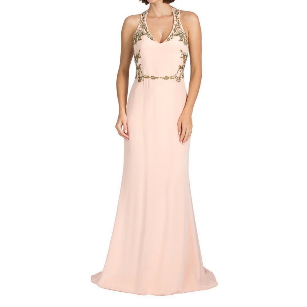 Marchesa Notte Evening Gown with Gold and Silver Accents